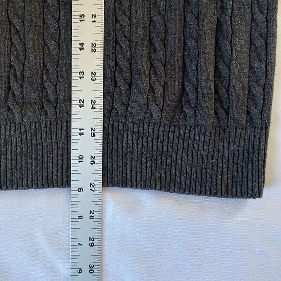 Pronto Uomo Mens Fisherman Sweater 100% Cotton Gray 1/4 Zip Sweater Size L - Picture 6 of 6